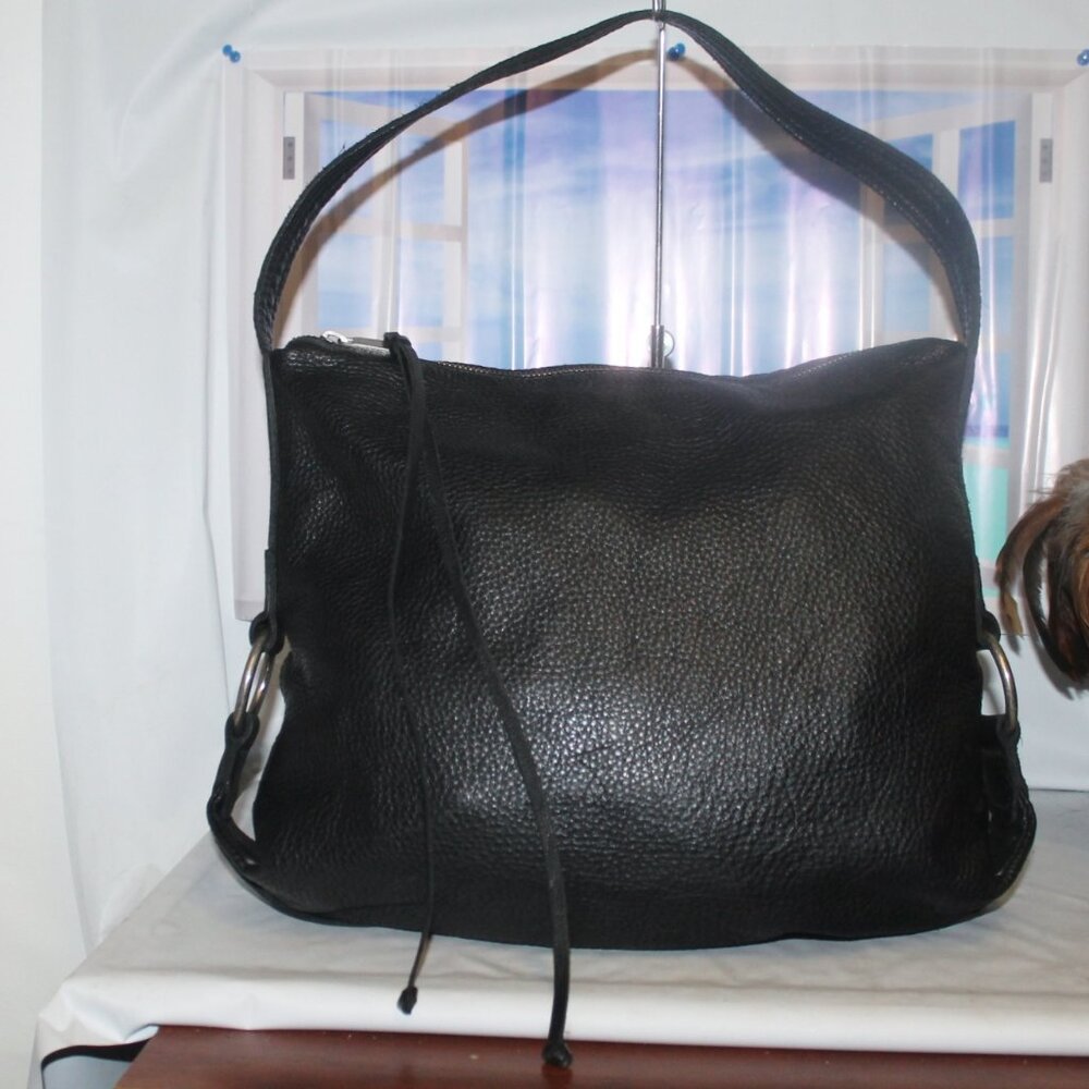 $260 Large Y2K Banana Republic  Leather O Ring Tassel Hobo Shoulder Bag Purse